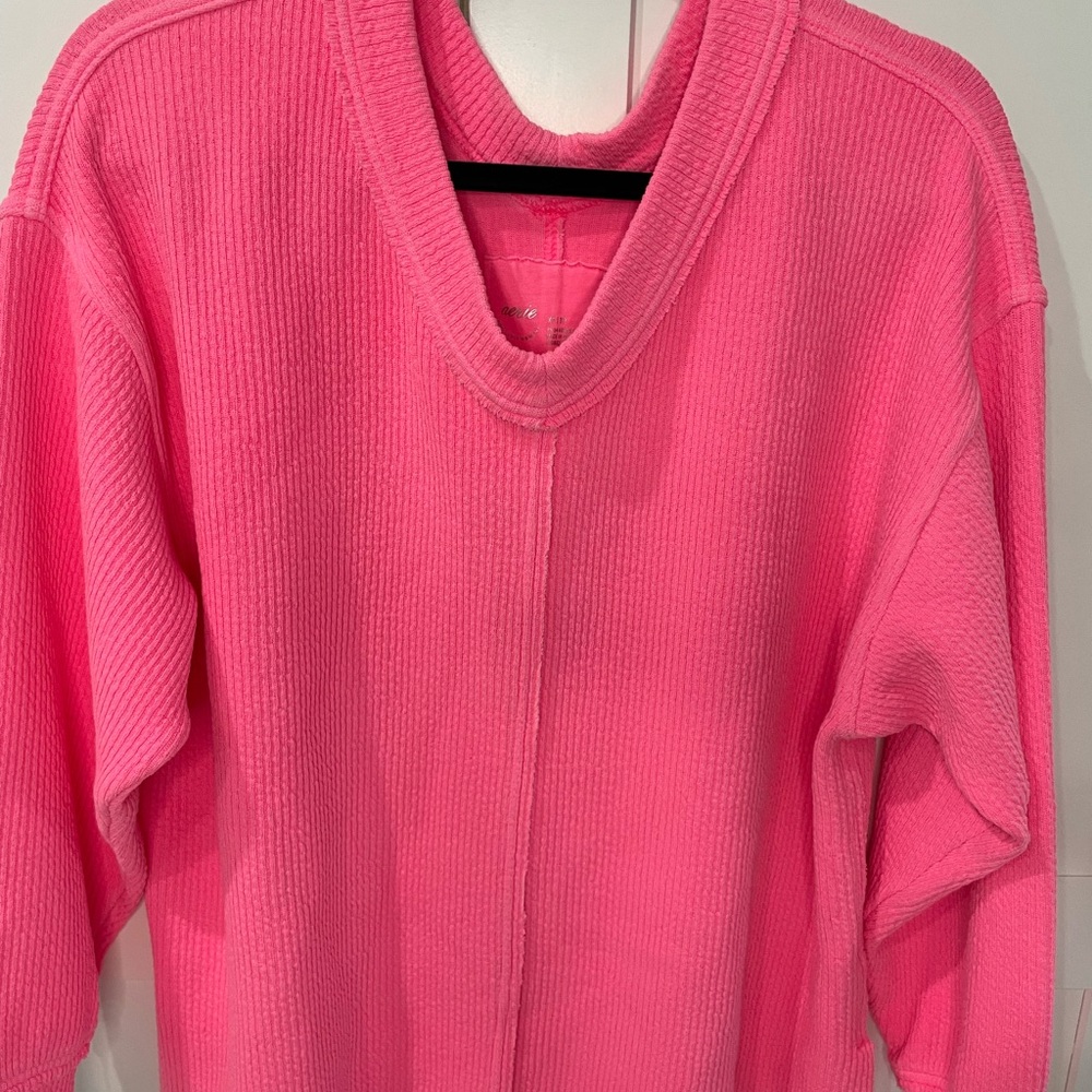 Aerie Neon Hot Pink Oversized Sweater - Picture 5 of 7
